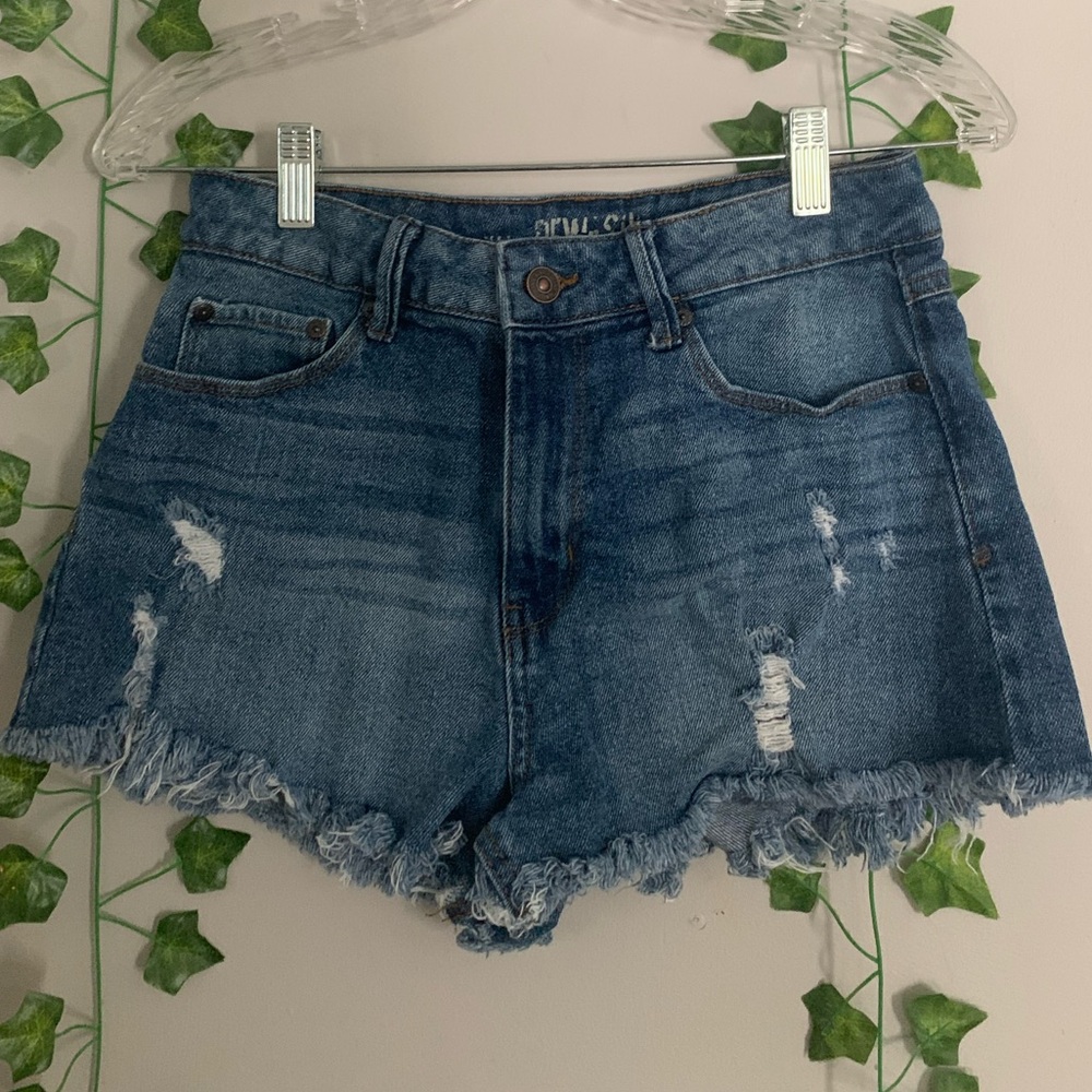 Rewash dark blue jean high waisted ripped shorts